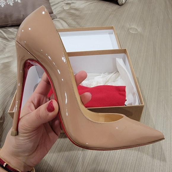 Christian Louboutin Shoes - Louboutin So Kate 120 Patent Nude heels